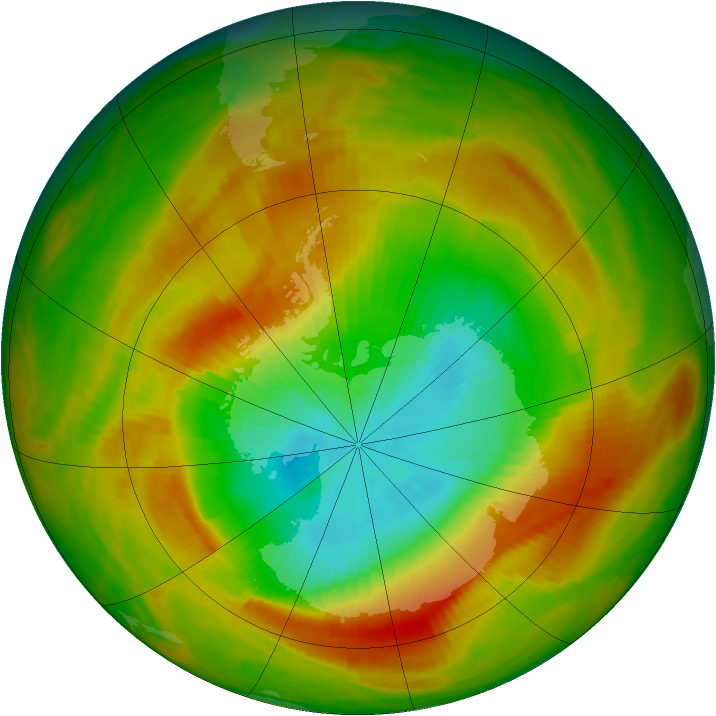 Antarctic ozone map for 30 October 1979